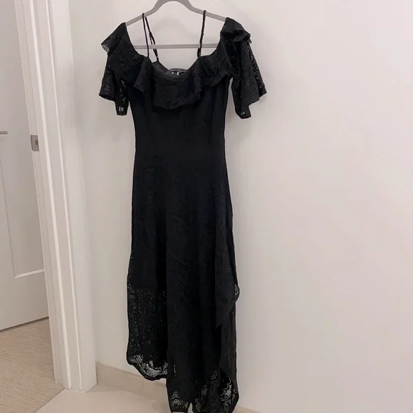 Lace Bcbgmaxazria Asymmetrical Dress Bcbgmaxazria Lace Applique Asymmetrical  Dress In Black Combo 25